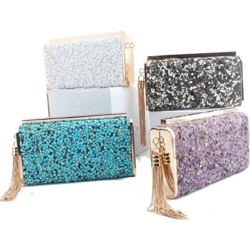 Bag For Women Sparkling Fringes Decoration Evening Bag Clutch Novelty Casual Cocktail Dinner Bag Stone Decoration Clutch