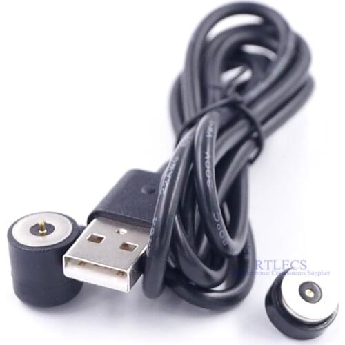2 pcs Power Charge Cable USB Male A Connector to Magnet Spring Loaded Pogo Pin 2 Pin 1 Meter 2 A Angled Adapter target PCB Soder