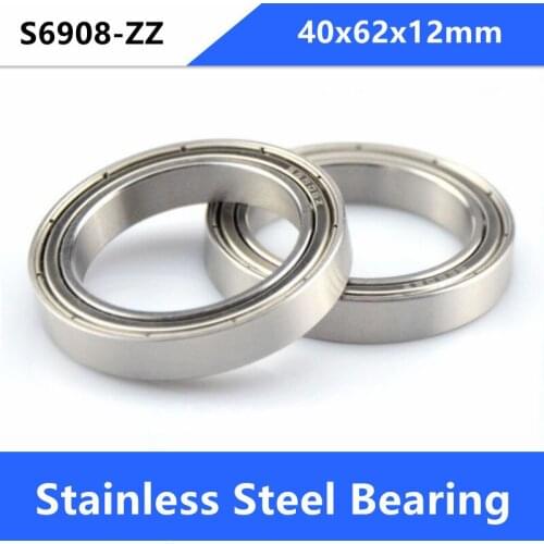 2pcs/lot ABEC-5 S6908ZZ S6908 ZZ bearings 40x62x12 mm Stainless Steel Deep Groove Ball Bearing shielded 40*62*12mm 6908 6908ZZ