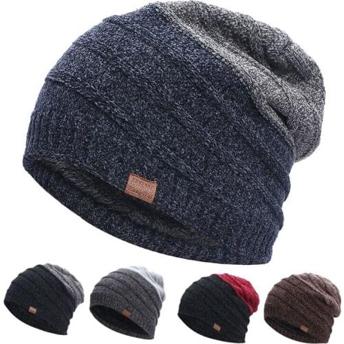 2021 High Quality Mens Winter Hat Cotton Thicken Warm Beanies Ski Climbing Hat For Men Fashion Unisex Knitted Hats Bonnet