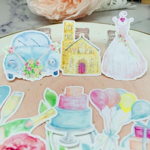 32PCS Wedding party car church Scrapbooking stickers book Student kids toys Notebook label Decorative sticker paper Stationery