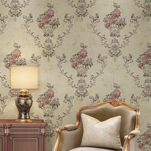 3D Stereo Retro American Pastoral Flower Wallpaper Non-woven European Style Luxury Bedroom Living Room Background Wallpaper Roll