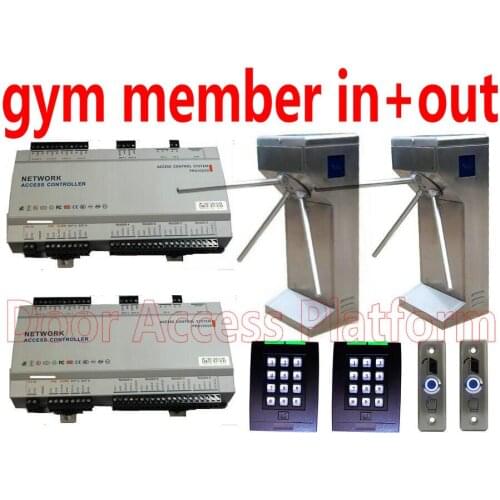 Gym member in gate +out gate Access Tripod Turnsties Web IP Network Access Controller+Turnstile gate, gym member Pedestrian kit