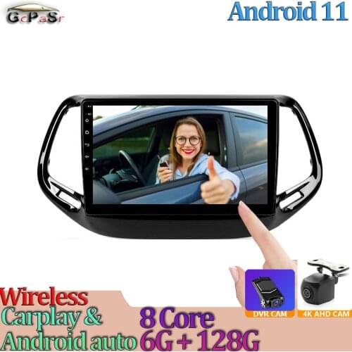Auto Car Multimedia Player Radio Video For Jeep Compass 2 MP 2016 - 2018 Android 11 Navigation GPS Touchscreen Audio Autoradio