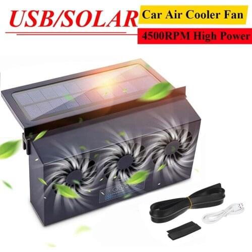 Car Solar Exhaust Fan USB/Solar Dual Charging Air Extractor IP67 Waterproof Solar Panel Powered Fan Cooling Fan Black