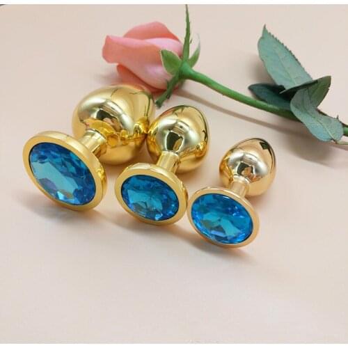 Large, medium and small 3pcs/set Gold Round Anal Massage Plug High Quality Metal Color Sequins Anal Sex Toys For Women and Men