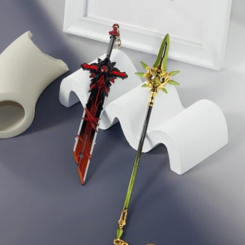 Genshin Impact Weapons Keychains Wolfs Gravestone Skyward Spine Skyward Blade Cosplay Swords Keyrings Fashion Jewelry