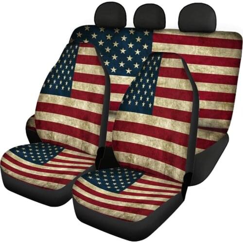 INSTANTARTS American Flag Pattern Easy to Install Universal Car Front/Back Seat Covers Soft Car Interior Seat Covers Seat Covers