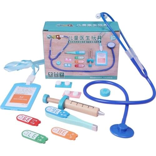 Kids Wooden Toys Funny Pretend Play Real Life Cosplay Simulation Doctor Game Accessories Tools Wooden Toy For Children Gifts