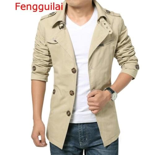 Fengguilai 2019 Autumn Winter Fashion Mens Windbreaker Men Jackets Slim Fit Outwear Jacket Coat Male Full Cotton 5XL