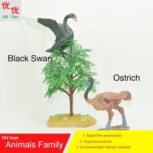Hot toys: Ostrich(Ostriches) & Black Swan family pack Simulation model Animals kids toys children Action Figures