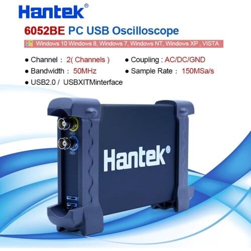 Hantek 6052BE PC USB Oscilloscope 2 Digital Channels 50MHz Bandwidth 150MSa/s Factory direct sales