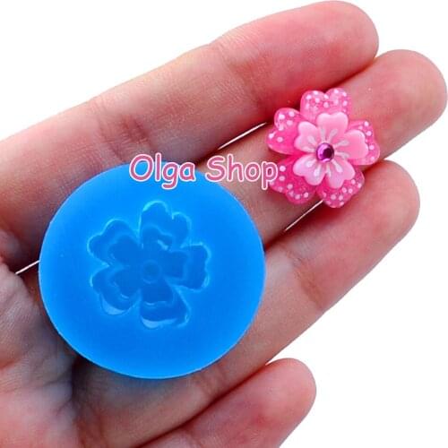 HYL147 17.5mm Flower Silicone Mold Fondant Cake Decoration Candy Resin Clay Earrings Necklace Craft Soap Candle FOOD SAFE
