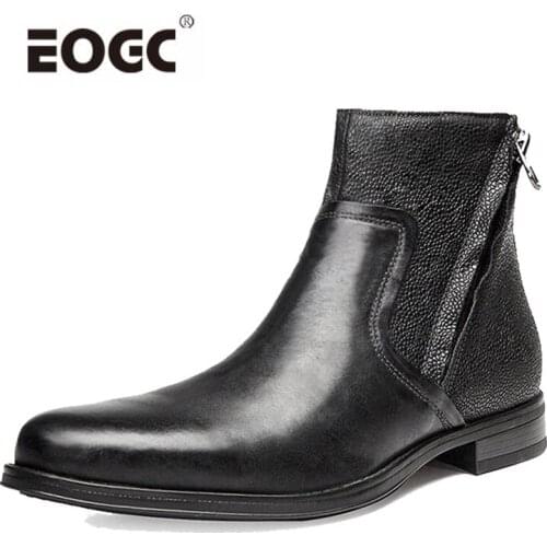 Retro Style Quality Autumn Men Boots Waterproof Bussiness Natural Leather Boots Men Comfort Outdoor Non-slip Shoes Men