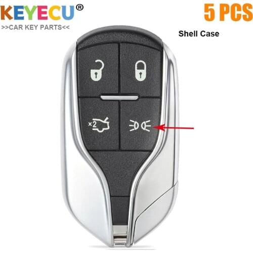 KEYECU 5PCS Remote Smart Car Key Shell Case For Maserati Quattroporte President Ghibli Levant 2012-2015 ,4 Buttons M3N-7393490