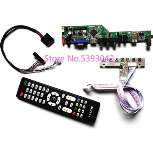 KIT fit LP140WH2 (TL)(E2)/(TL)(E3)/(TL)(EA) Keypad+Remote analog LCD VGA+AV+USB LVDS 40-Pin 1366*768 TV control drive board