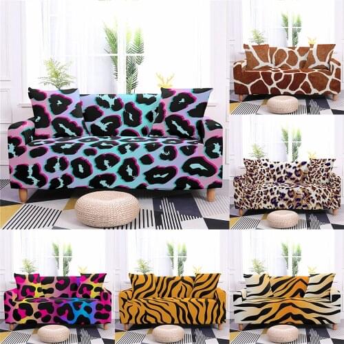 Animal Skin Leopard Print Tiger Pattern Slipcovers Elastic Couch Cover for Living Room Furniture Protector Sofa Towel 1/2/3 Seat