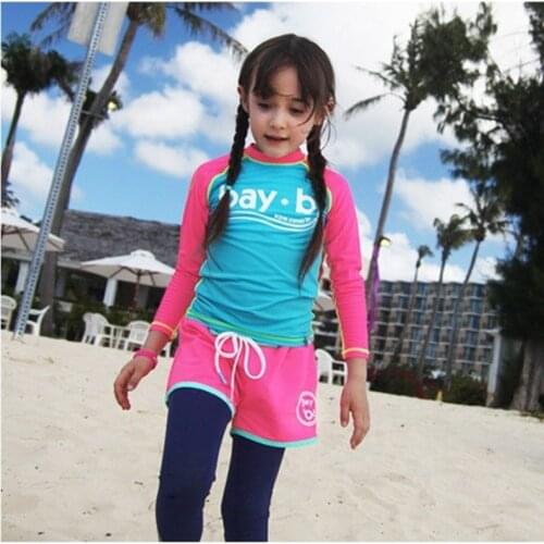 Girl Swimwear Seaside Long Sleeve Swimsuit Three Piece Swimsuit Girl Swimsuit Hot Spring Swimsuit Baby Girl Swimsuit Beach Wear