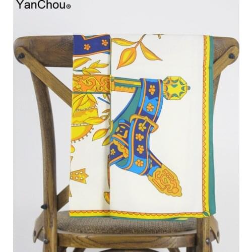 Square Silk Twill Scarf Women Shawl Echarpe Vintage Woman Big Size Printed Scarves 130*130cm