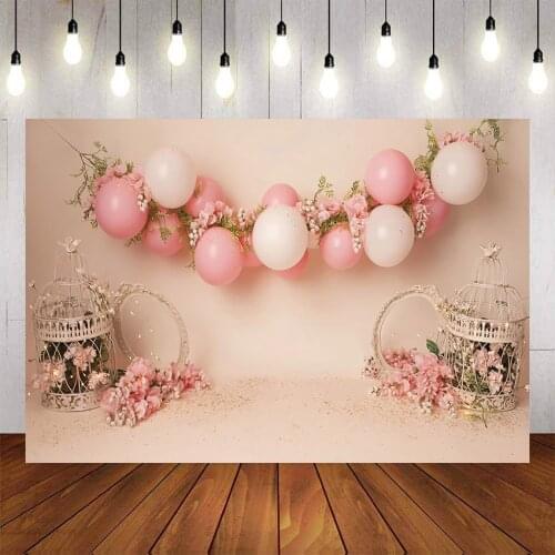 Mehofond Photography Background Balloons Flowers Kids 1st Birthday Sweet Baby Girl Cake Smash Decor Backdrop Photo Studio Props