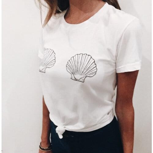 Sea Shell Bra Top Mermaid Shirt Beach Boob Tumblr T Shirt Fashion Mermaid Summer T Shirt High Quality Casual Tops Drop Shipping
