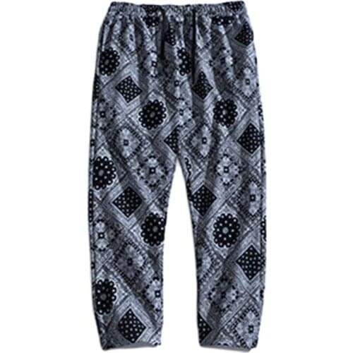 Spring Mens Knit Sweatpants Bandana Printed Cotton Sports Pant Tracksuit Trousers Joggers Jogging Sportswear Clothing
