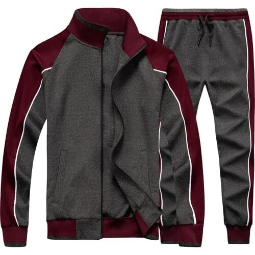 Mens Sportswear Casual Spring Tracksuit Men Two Pieces Sets Stand Collar Jackets Sweatshirt Pants Joggers Track Suit Running