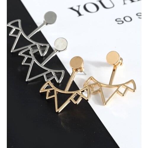 New Lovely Feather Shape Ear Cuff Earrings For Women Piercing Gold Color Triangle Ear Cuff Stud Earring Summer Jewelry