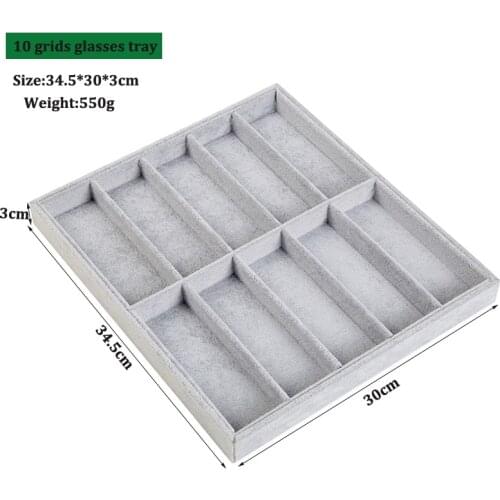 Fashion Glasses Cases Beige 10 Grids Sunglasses Display Box Sunglasses Display Glasses Display Props Jewelry Organizer Tray