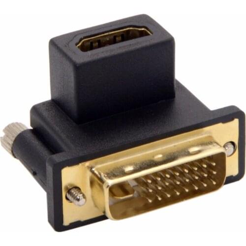 Jimier CY 90 Degree Up Angled DVI Male to HDMI-compatible Female Adapter for Computer & HDTV & Graphics Card