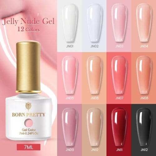 BORN PRETTY Semi-transparent Jelly Nail Gel 6ml Pink Yellow Purple UV Gel Soak Off Opal Jelly Gel Nail UV Gel Polish