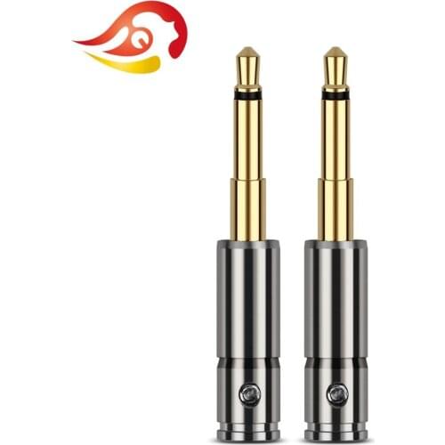 QYFANG 3.5mm 2 Pole Metal Stainless Steel Shell Gold Plated Adapter Earphone Plug Audio Jack Wire Connector For MM400 Headphone