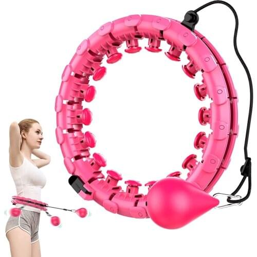 Adjustable Exercise Hoop 24 Detachable Knots Abdomen Fitness Hoop with Spinning Ball No Falling Sport Yoga Circle
