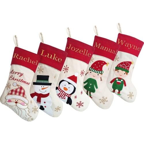 MNSZLKF 18" Personalized Customization Christmas Stockings, Santa,Snowman,Reindeer......with Embroidery Technology XMAS DECOR