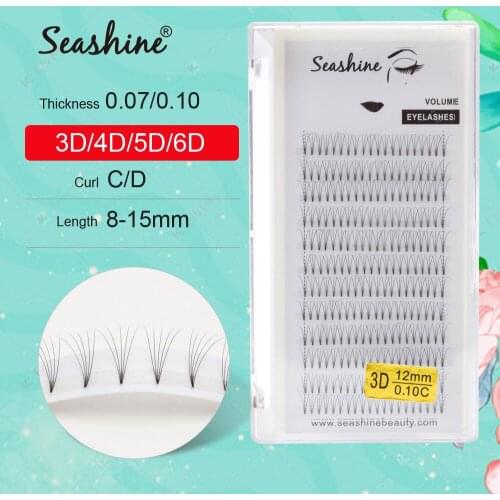 Seashine Lashes Extension 3d/4d/5d/6d Short Stem Eyelashes Pre Made Volume fans Premade Russian Volume Eyelash Extention