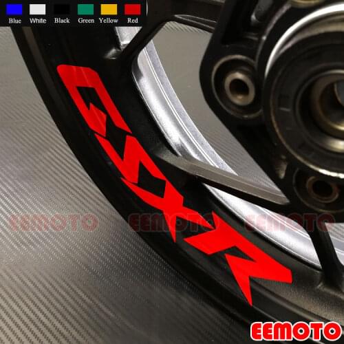 8 X Custom Iner Rims Decals Wheels Reflective Stickers Stripes Waterproof Motorcycle For Suzuki GSXR 600 750 1000 1300 K6K7K8K9
