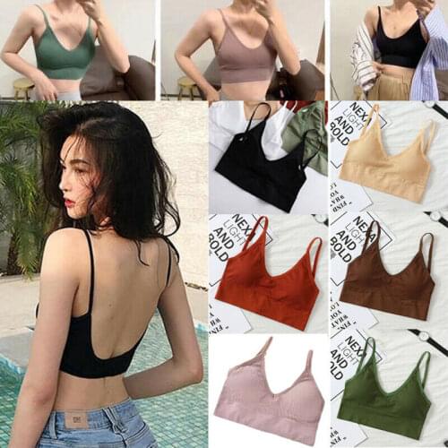 2020 Fashion Trend Women Solid Padded Crop Top Cami Vest Tank Bralette Summer Beach Holiday New Casual Camisole Sun-Tops