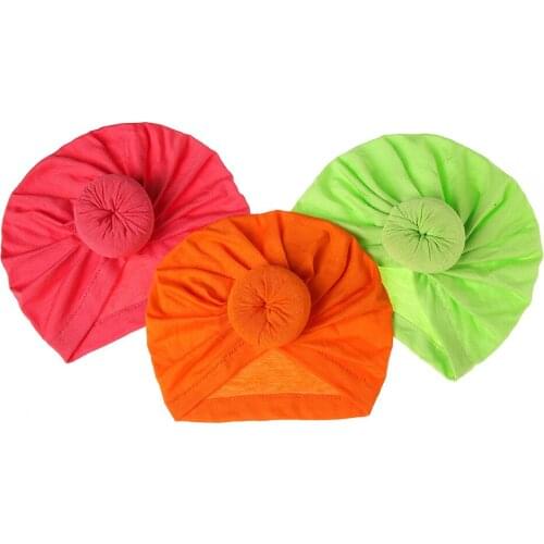 Comfortable Breathable Knitting Cotton Newborn Hats Solid Color Donut Baby Girls Turban Caps Children Headwear Hair Accessories