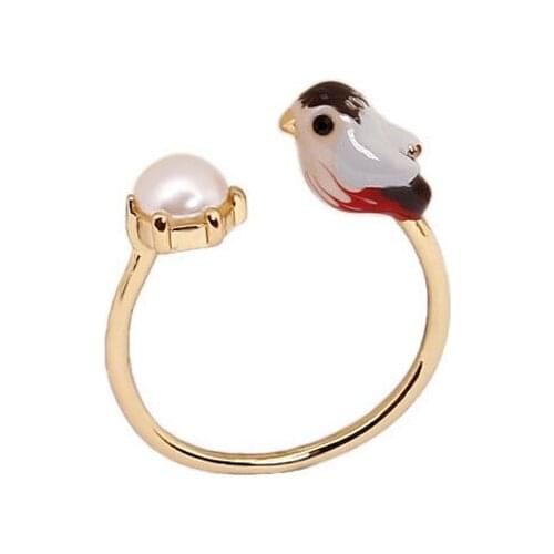 European and American Fashion Trend Temperament Enamel Bird Opening Adjustable Ring Womens Trend Personality Tail Ring Jewelry