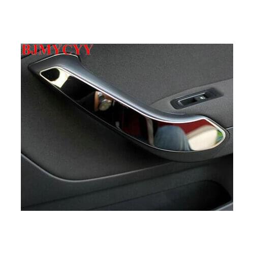BJMYCYY 4pcs/set stainless steel inner door armrest Handle decorative trim cover For Volkswagen vw POLO 2011-2017 free shipping