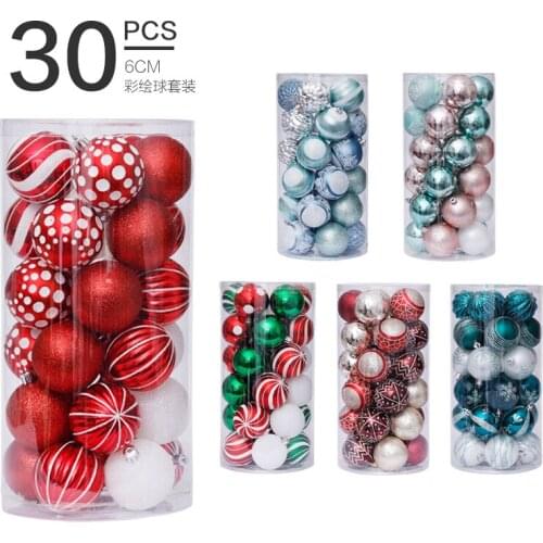 Yooap 30 Pcs/Set Christmas balls Christmas tree decorations Bright ball matt ball powder ball hollow ball Home Decor New Year