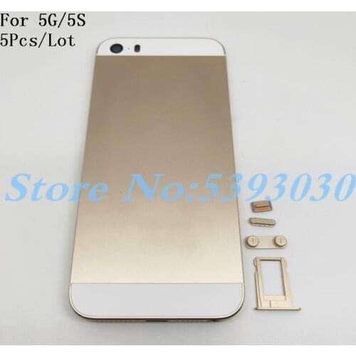5Pcs/Lot Back Housing For iPhone 5 5G 5S Back Battery Cover Rear Door Housing Case Middle Chassis Replacement With Logo