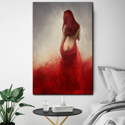Woman In Red Sexy Erotic Nude HD Wall Art Canvas Posters Prints Painting Wall Pictures For Modern Living Room Home Decor Artwork