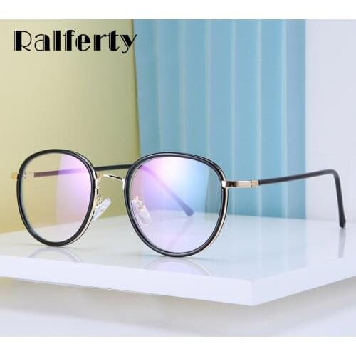 Ralferty Female Round Glasses Womens Eyeglass Frame Retro Clear Optical Glasses Frame NO Diopters Myopia Grade Eyewear D16011