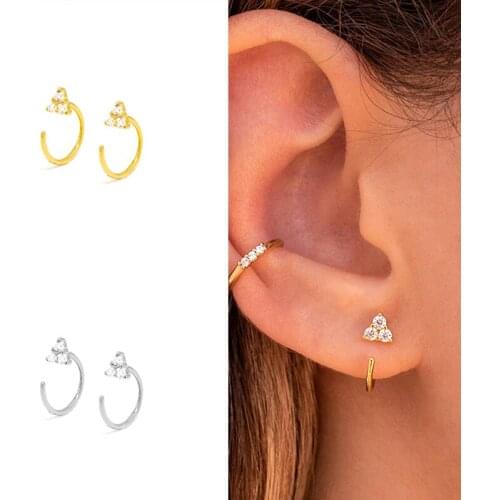 925 Silver Triangle Crystal Ear Clip Ladies Zircon Earrings Simple Fashion Jewelry Birthday Party Gifts