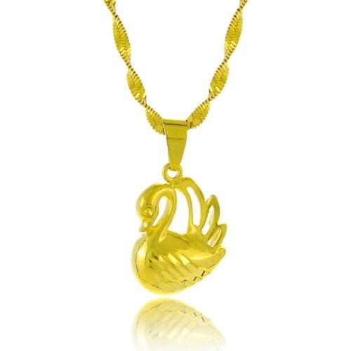 Romantic Lovely Cute Swan women necklace Luxury 24K Gold Plating pendant Necklaces for women Wedding Party Jewelry