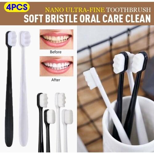 4pcs/set Ultra Soft Toothbrush Oral Care Travel Bristle Nano Toothbrush For Children Oral Cleaning Tool
