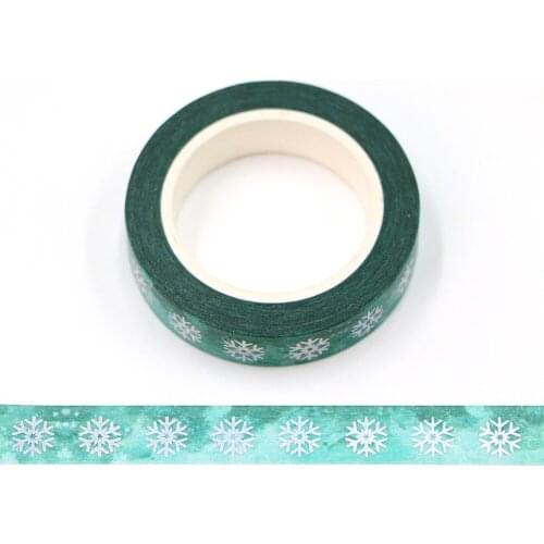 1PC 10mm x 10m Watercolor Green Holographic Foil Snowflake Washi Tape Sticker Paper Masking Adhesive Christmas washy tape