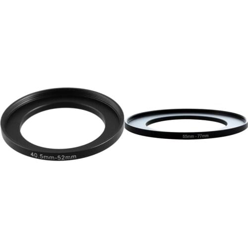 2 Pcs Metal Filter Step Up Ring Adapter for Camera, 40.5-52mm & 55-77mm