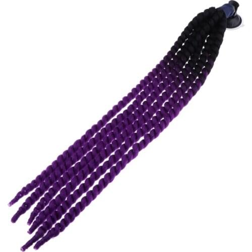 70cm Purple Gradient Helmet Braids Ponytail Motorcycle Helmet Pigtails